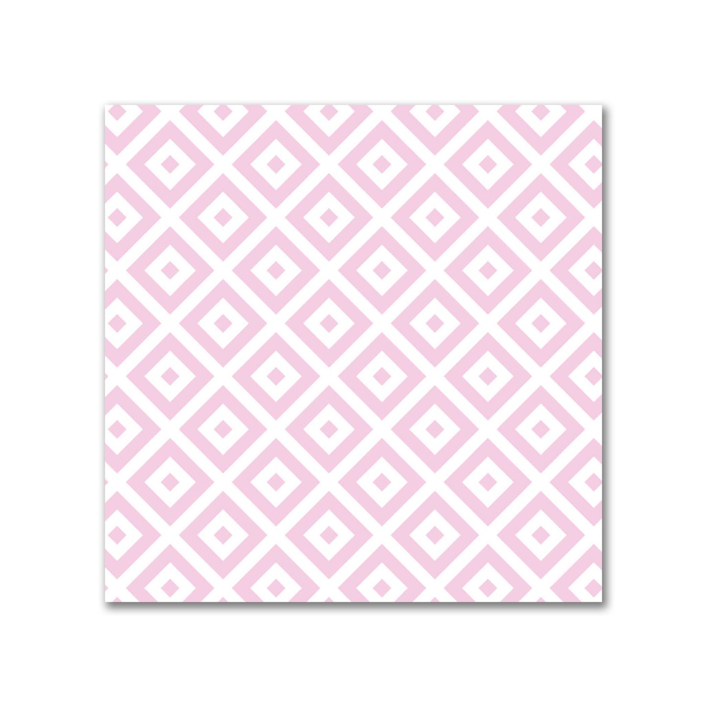 Off-White Cotton Sateen Fabric with Pink Repeating Square Motif Print | FACS-1081-122