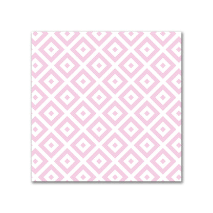 Off-White Cotton Sateen Fabric with Pink Repeating Square Motif Print | FACS-1081-122