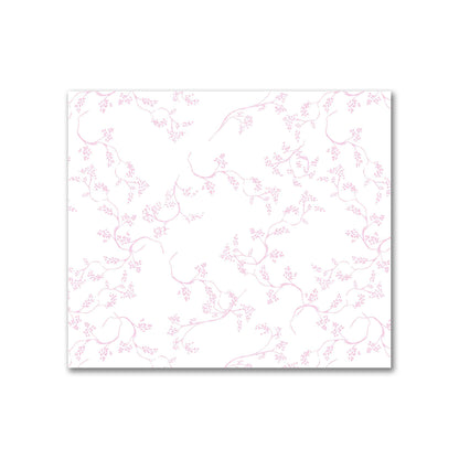Off-White Cotton Sateen Fabric with Pink Hand-painted Vine Print | FACS-1081-181