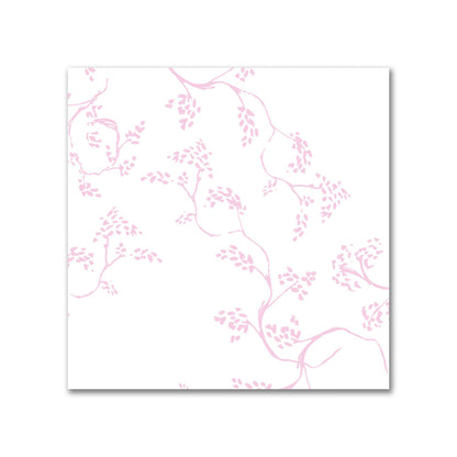 Off-White Cotton Sateen Fabric with Pink Hand-painted Vine Print | FACS-1081-181