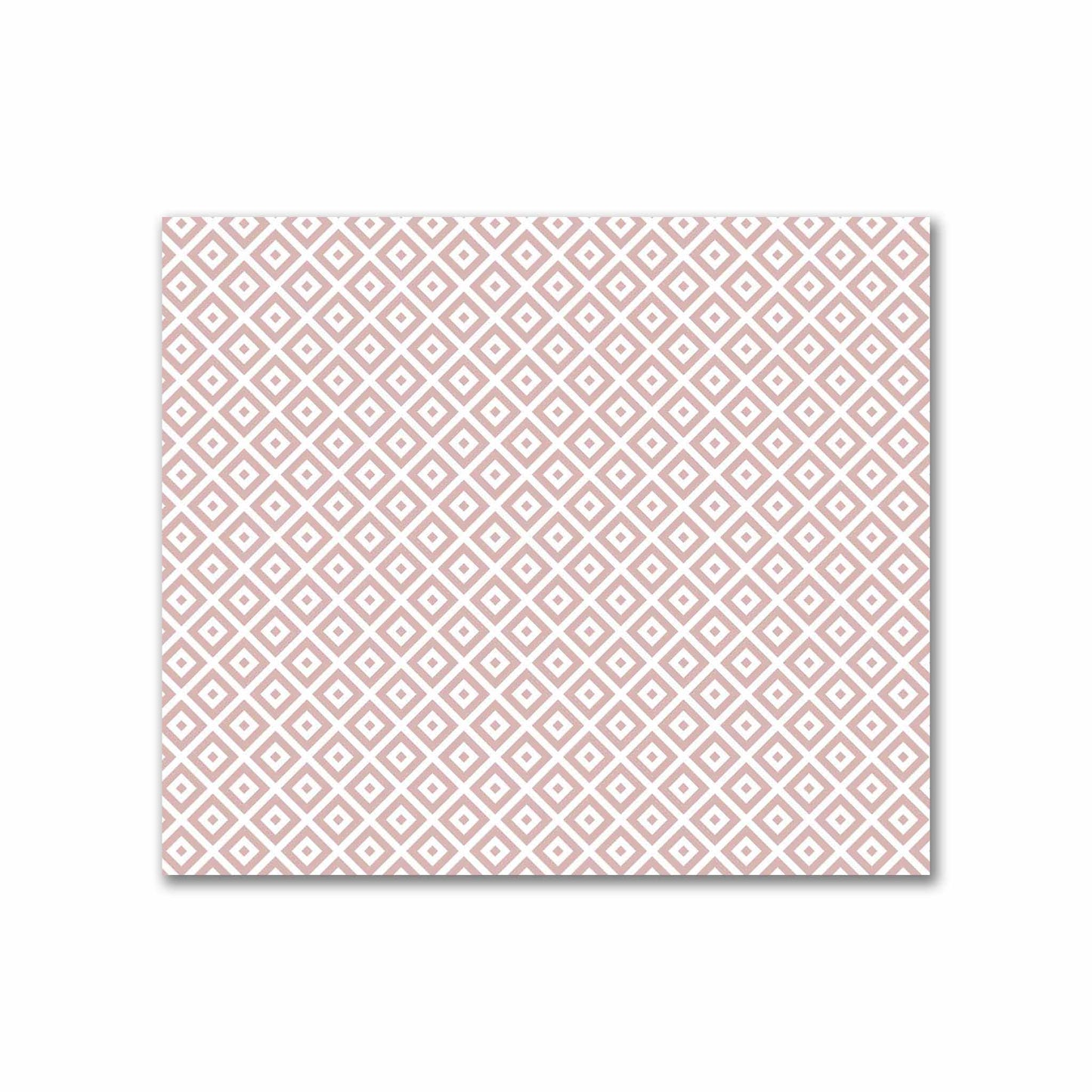 Off-White Cotton Sateen Fabric with Salmon Repeating Square Motif Print | FACS-1139-122