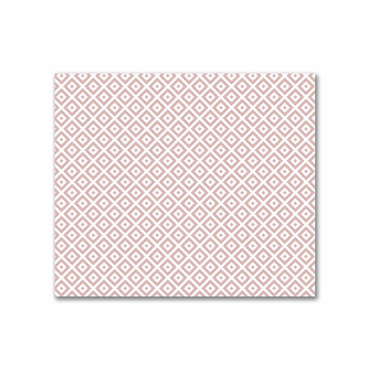 Off-White Cotton Sateen Fabric with Salmon Repeating Square Motif Print | FACS-1139-122