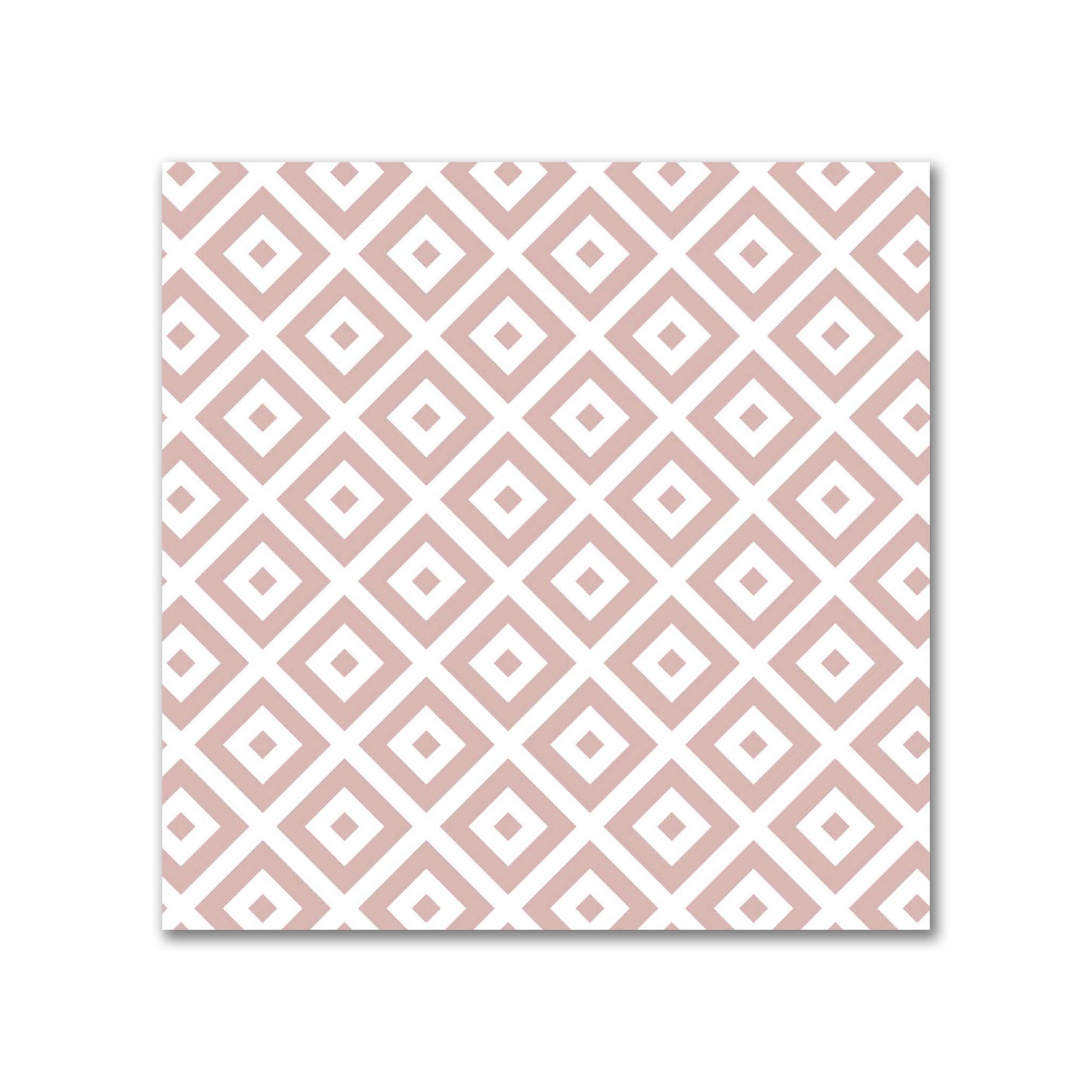 Off-White Cotton Sateen Fabric with Salmon Repeating Square Motif Print | FACS-1139-122