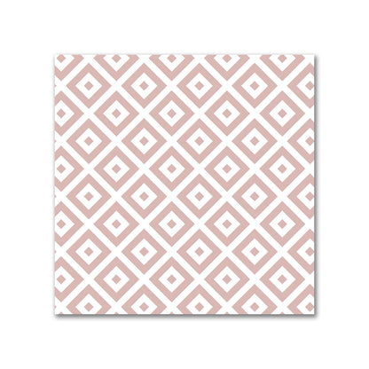 Off-White Cotton Sateen Fabric with Salmon Repeating Square Motif Print | FACS-1139-122