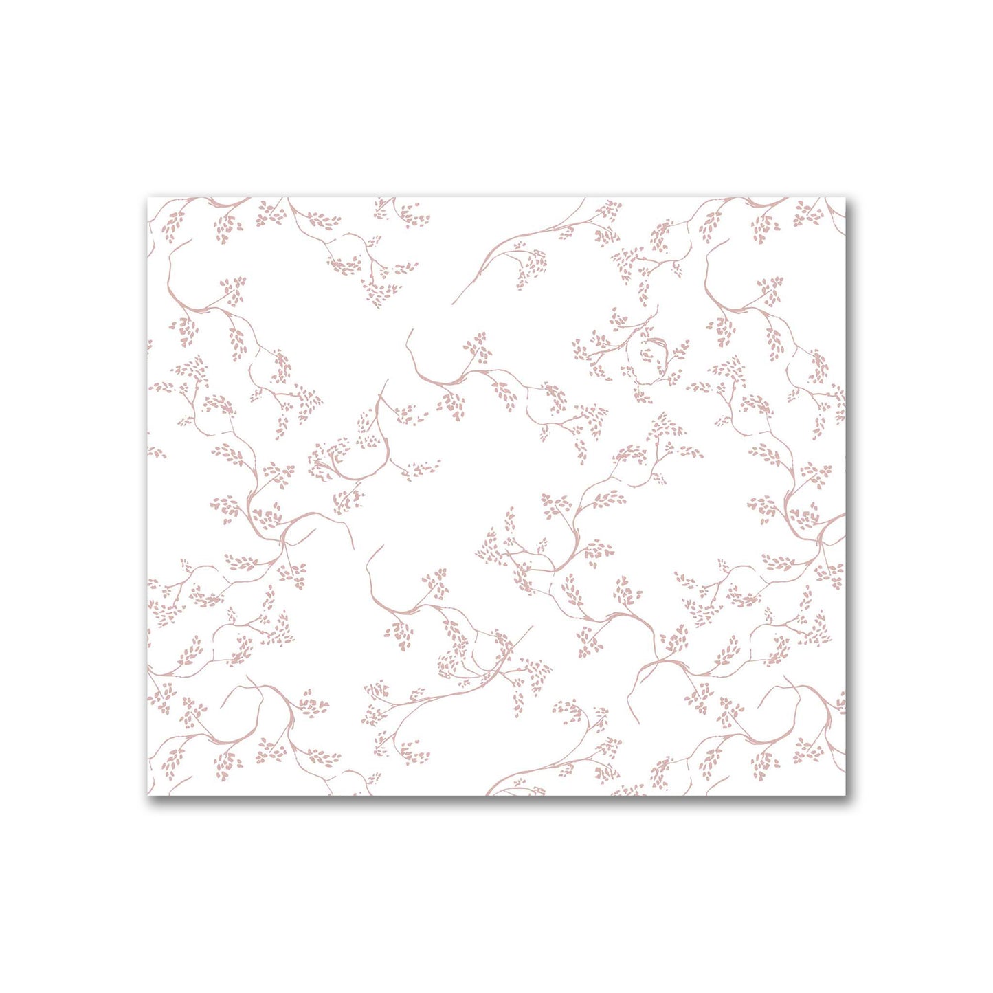 Off-White Cotton Sateen Fabric with Salmon Hand-painted Vine Print | FACS-1139-181