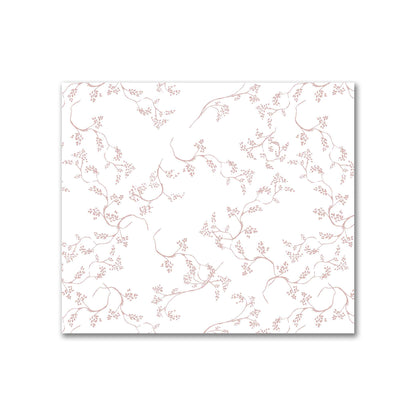 Off-White Cotton Sateen Fabric with Salmon Hand-painted Vine Print | FACS-1139-181