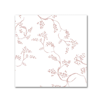 Off-White Cotton Sateen Fabric with Salmon Hand-painted Vine Print | FACS-1139-181