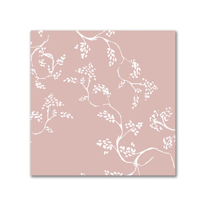 Salmon Cotton Sateen Fabric with Off-White Vine Print  | FACS-1139-182