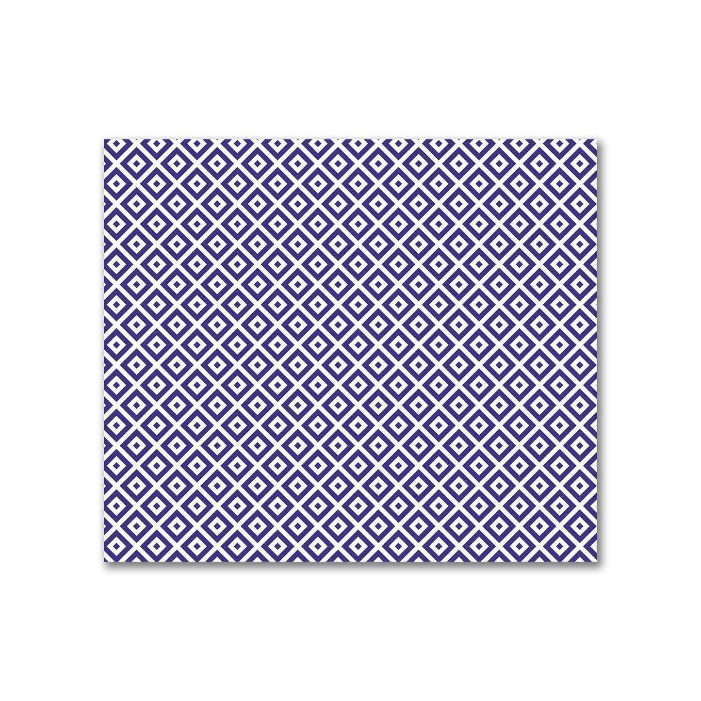 Off-White Cotton Sateen Fabric with Purple Repeating Square Motif Print | FACS-1143-122