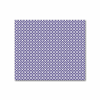 Off-White Cotton Sateen Fabric with Purple Repeating Square Motif Print | FACS-1143-122