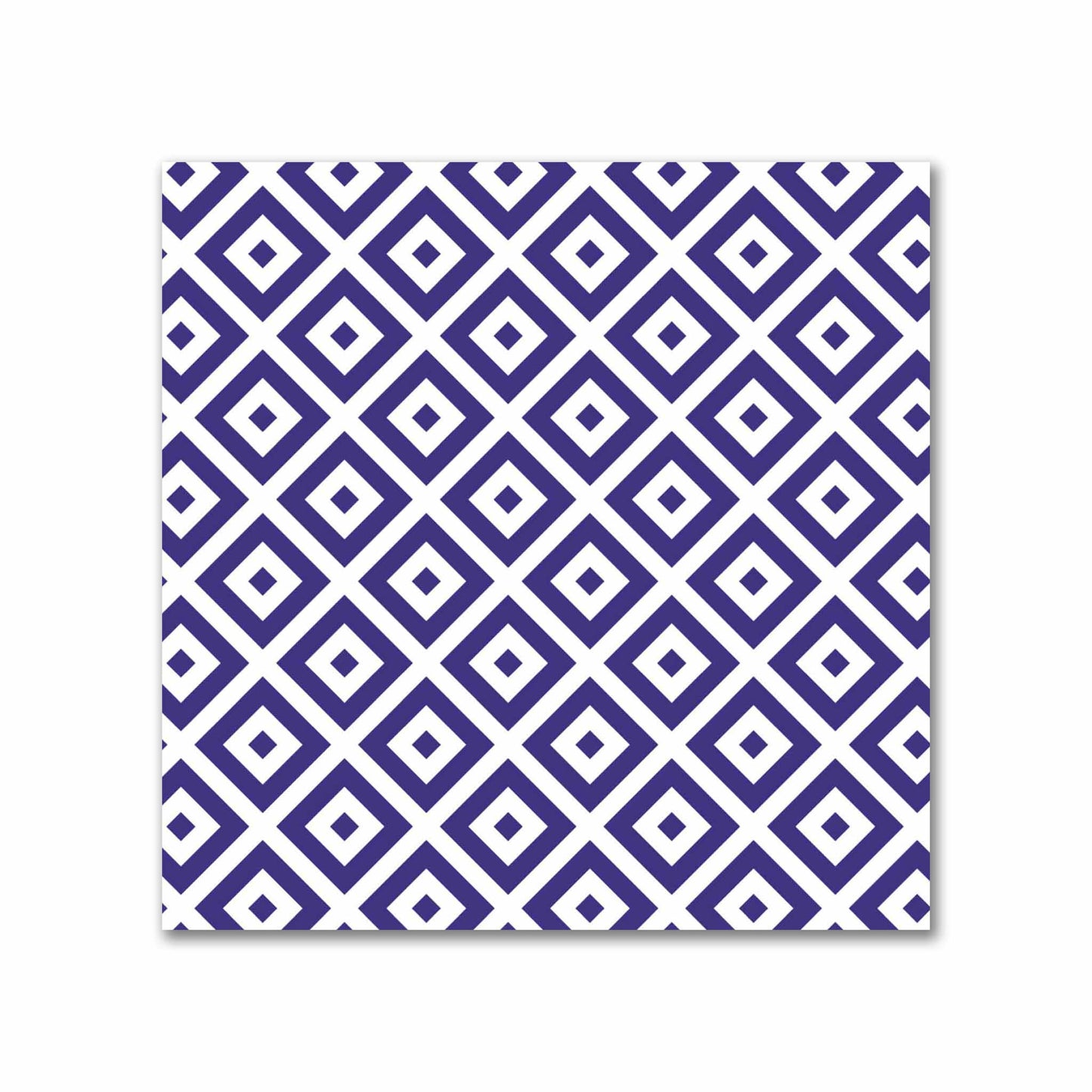 Off-White Cotton Sateen Fabric with Purple Repeating Square Motif Print | FACS-1143-122