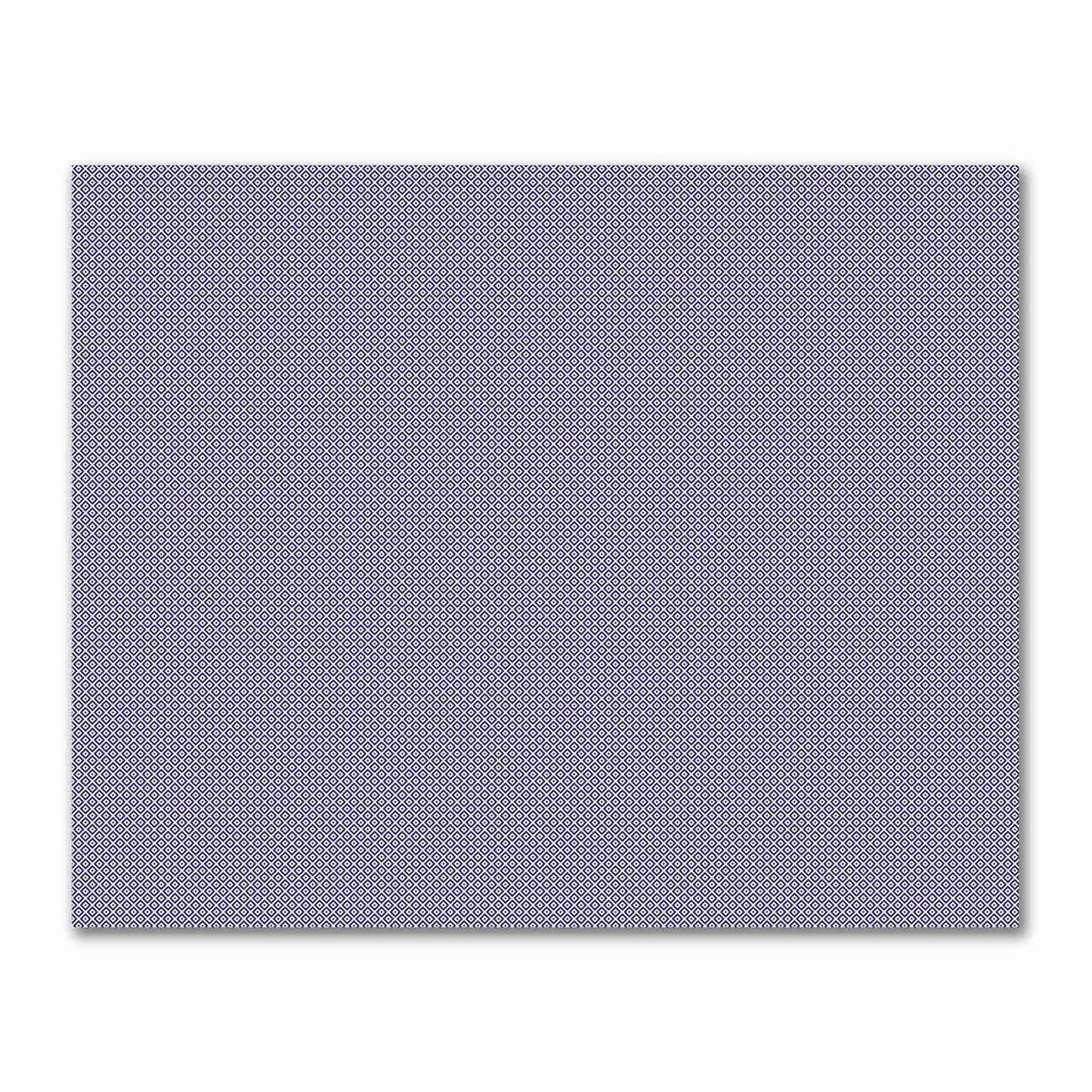 Off-White Cotton Sateen Fabric with Purple Repeating Square Motif Print | FACS-1143-122
