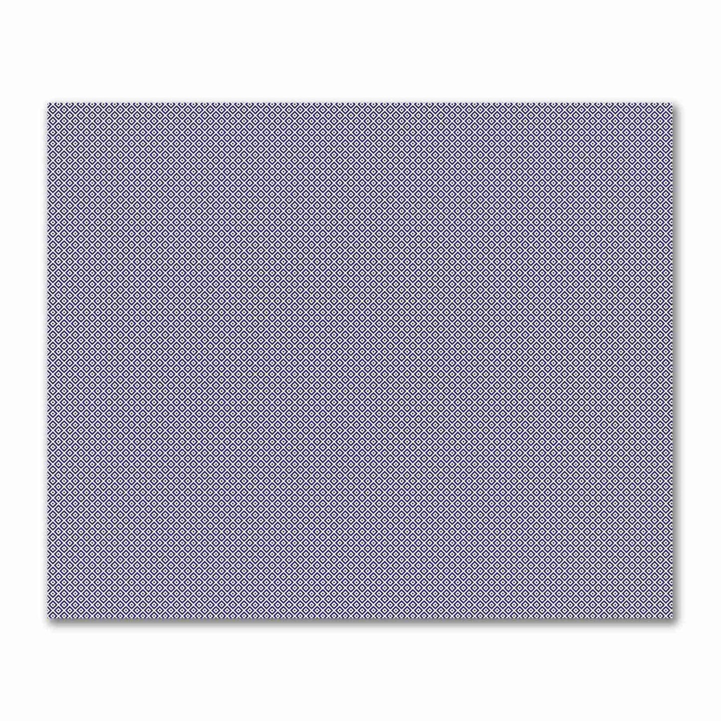 Off-White Cotton Sateen Fabric with Purple Repeating Square Motif Print | FACS-1143-122