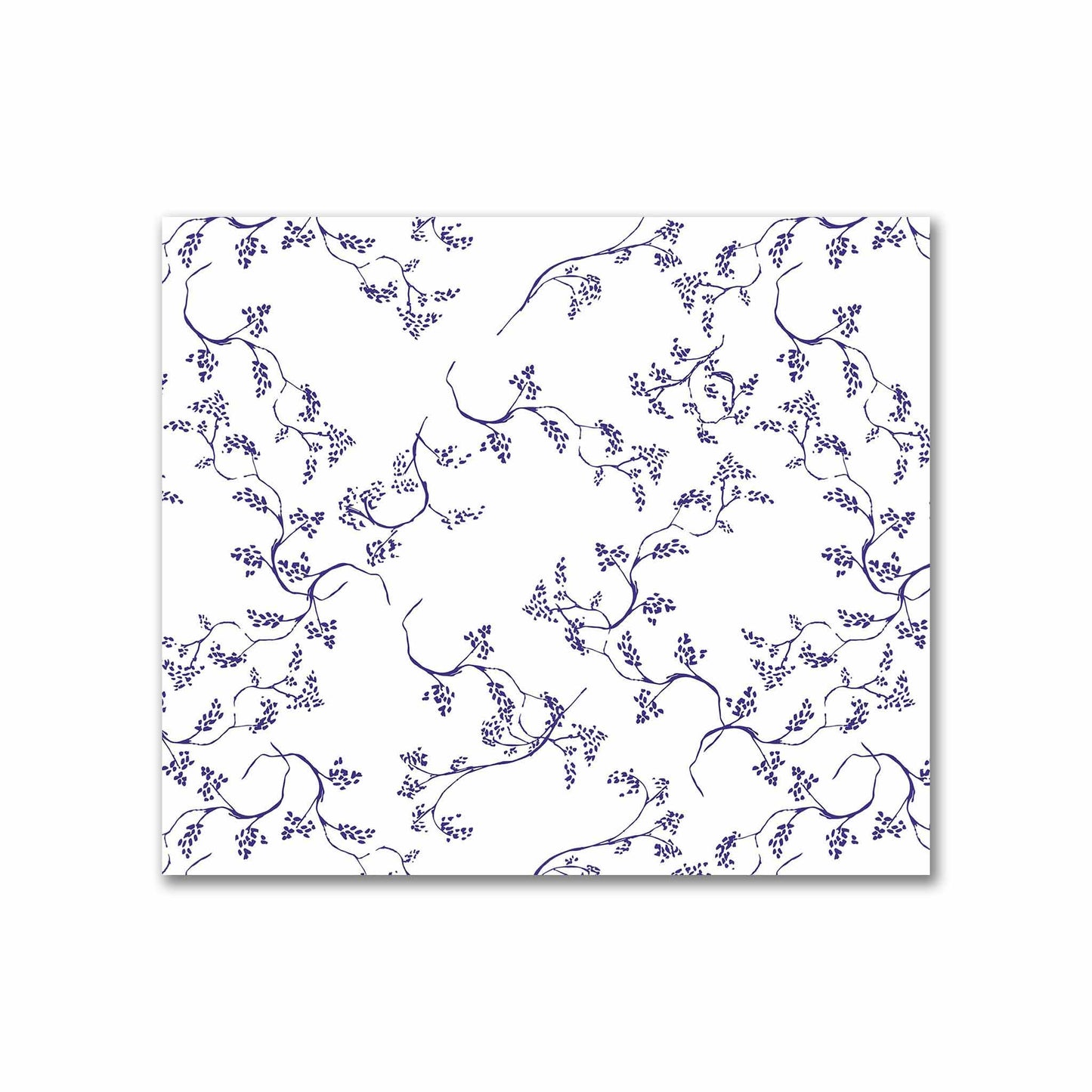 Off-White Cotton Sateen Fabric with Purple Hand-painted Vine Print | FACS-1143-181
