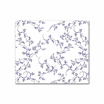 Off-White Cotton Sateen Fabric with Purple Hand-painted Vine Print | FACS-1143-181