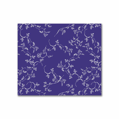 Purple Cotton Sateen Fabric with Off-White Vine Print  | FACS-1143-182