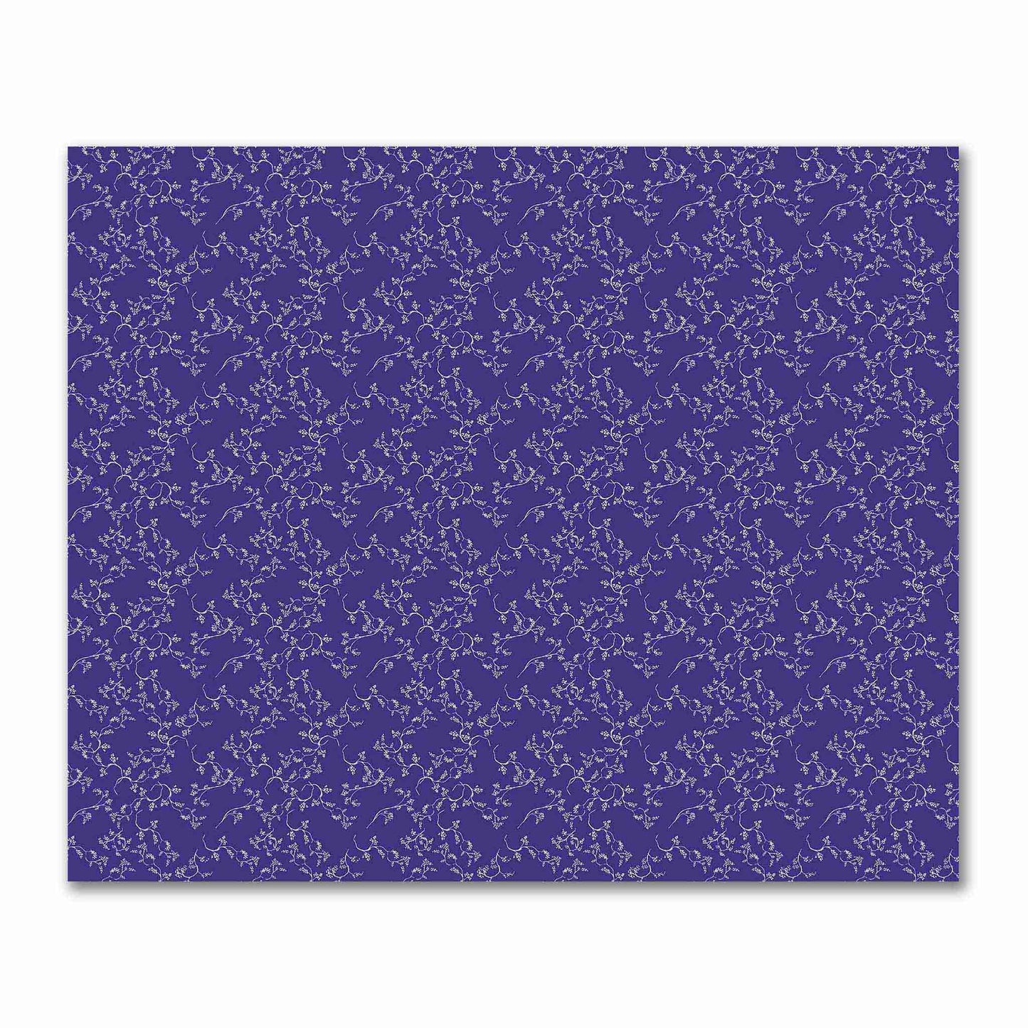 Purple Cotton Sateen Fabric with Off-White Vine Print  | FACS-1143-182