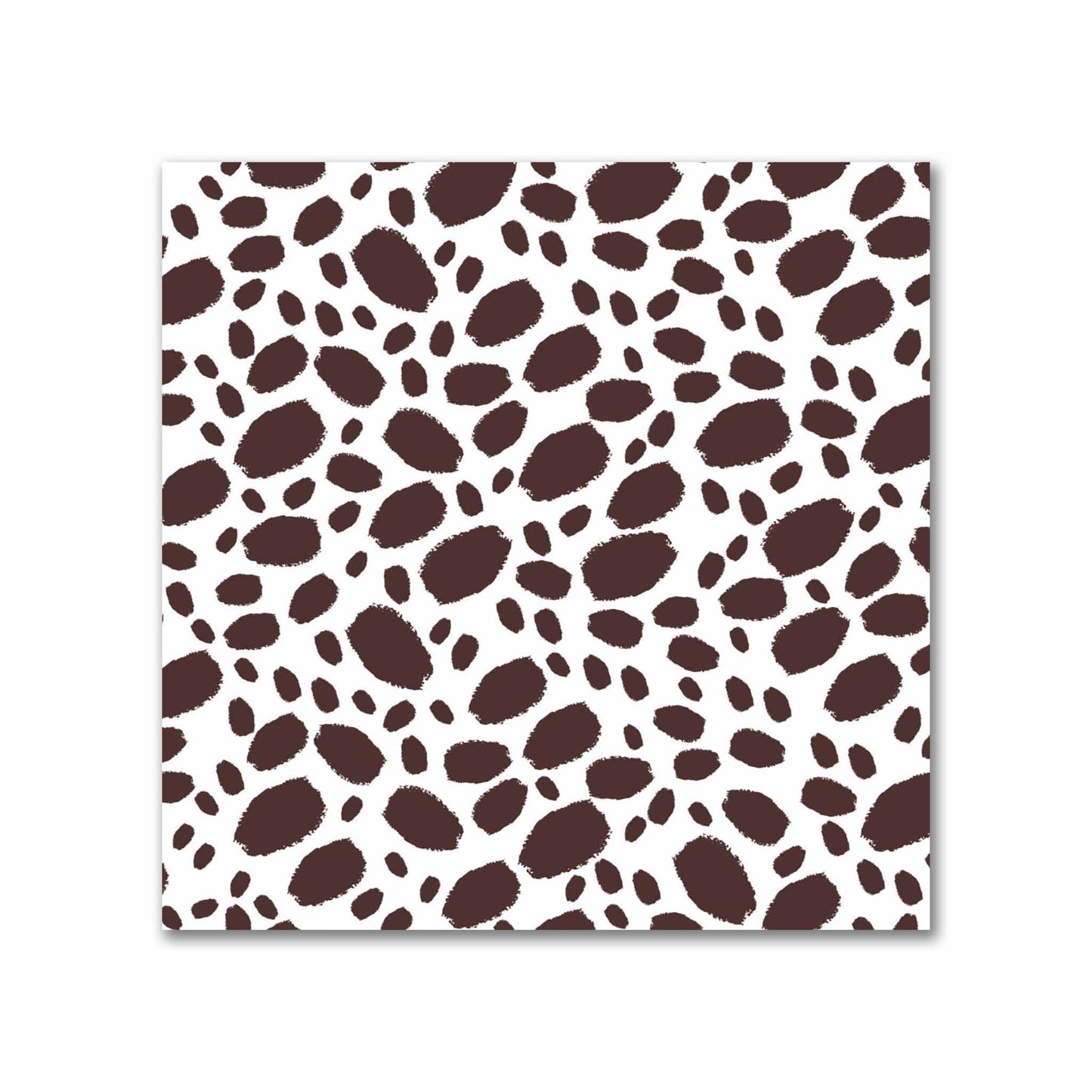Off-White Cotton Sateen Fabric with Brown Hand-painted Dab Motif Print | FACS-1161-092