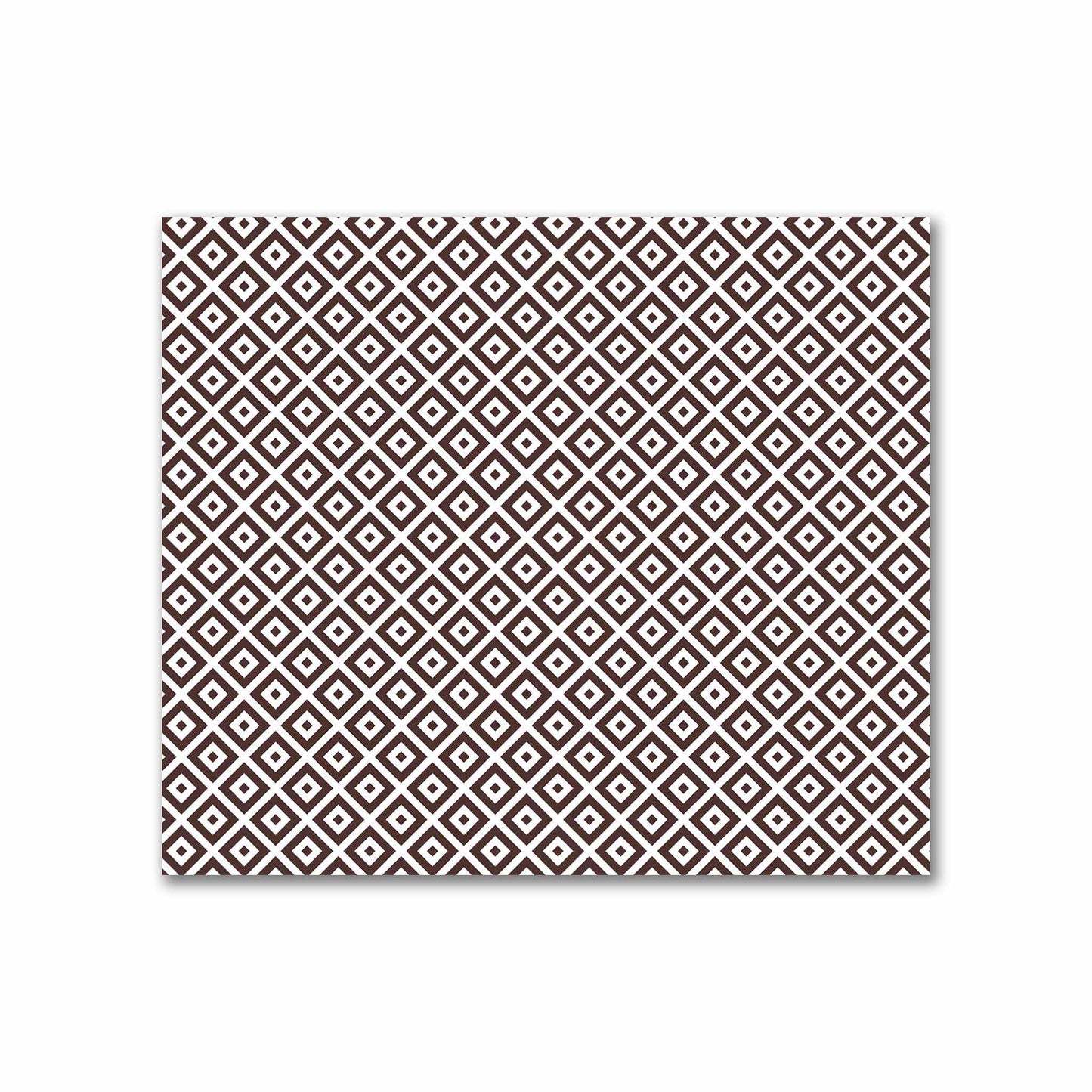 Off-White Cotton Sateen Fabric with Brown Repeating Square Motif Print | FACS-1161-122