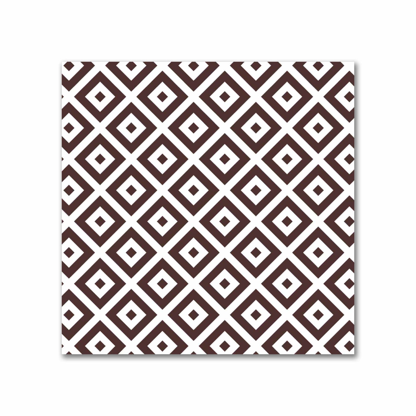 Off-White Cotton Sateen Fabric with Brown Repeating Square Motif Print | FACS-1161-122