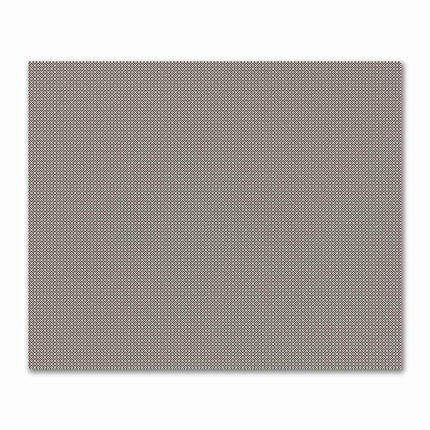 Off-White Cotton Sateen Fabric with Brown Repeating Square Motif Print | FACS-1161-122