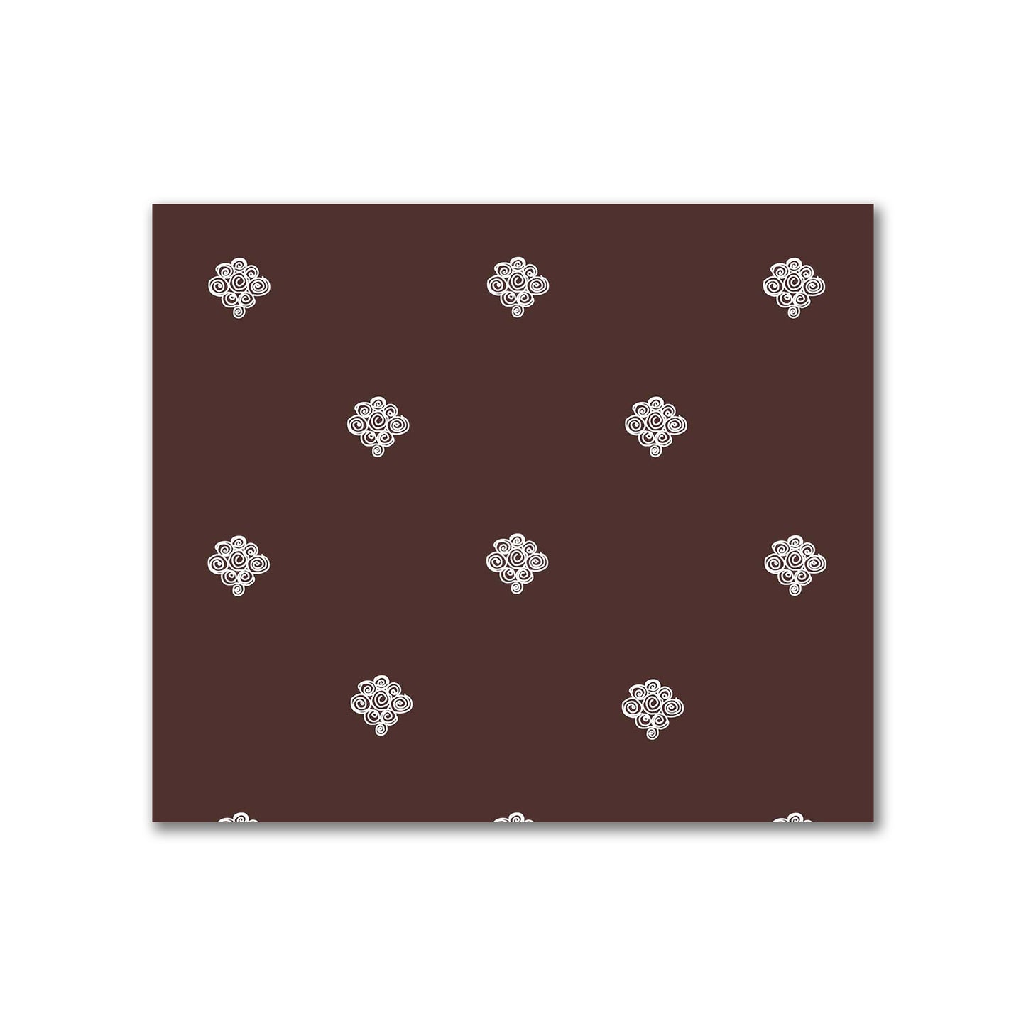 Brown Cotton Sateen Fabric with Off-White Hand-painted Swizzle Motif Print | FACS-1161-172