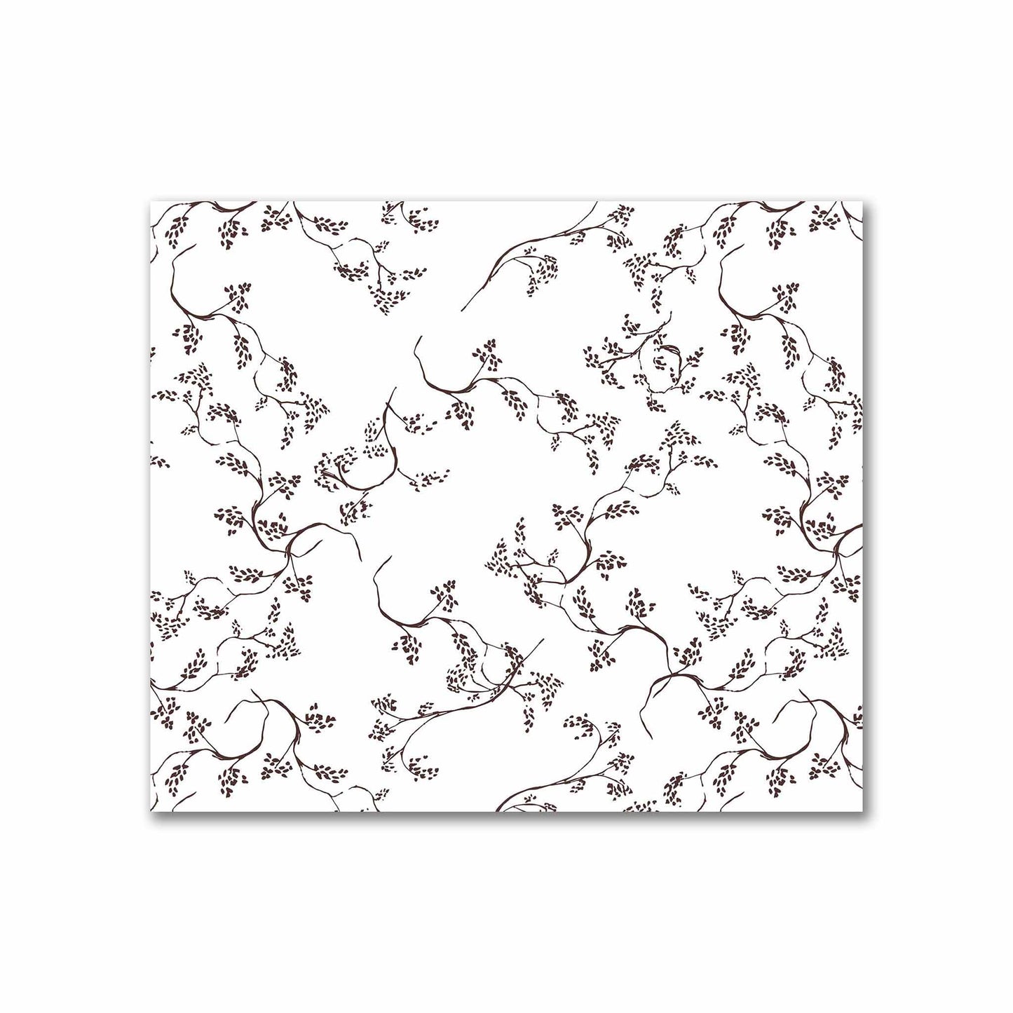 Off-White Cotton Sateen Fabric with Brown Hand-painted Vine Print | FACS-1161-181