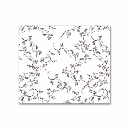 Off-White Cotton Sateen Fabric with Brown Hand-painted Vine Print | FACS-1161-181