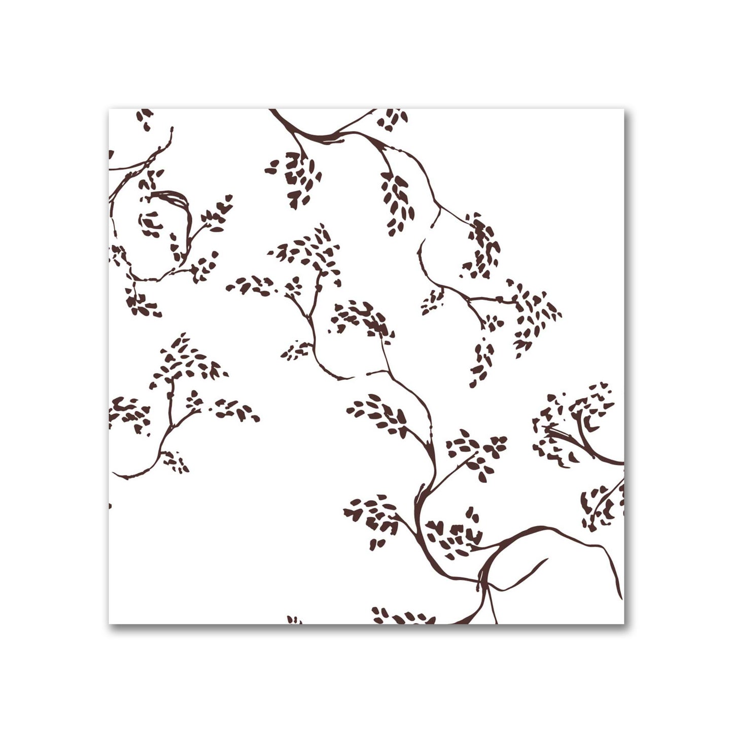 Off-White Cotton Sateen Fabric with Brown Hand-painted Vine Print | FACS-1161-181