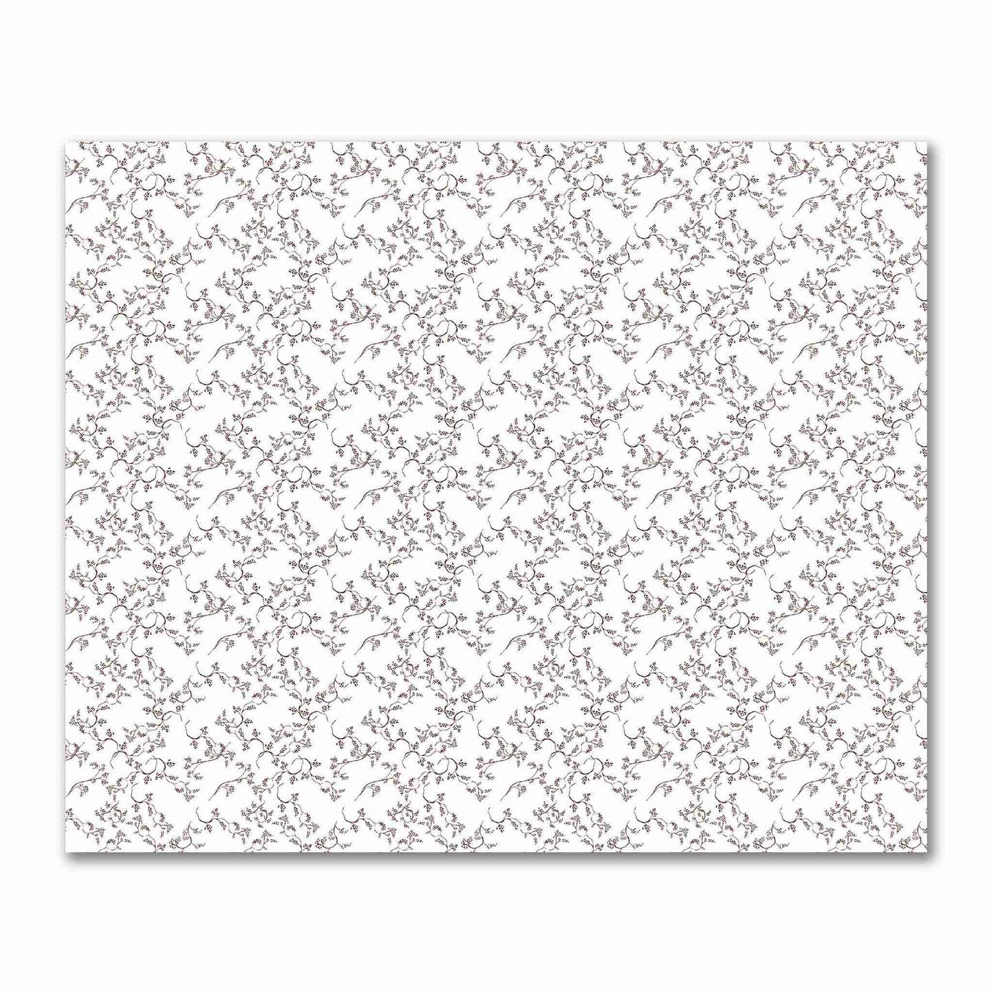 Off-White Cotton Sateen Fabric with Brown Hand-painted Vine Print | FACS-1161-181