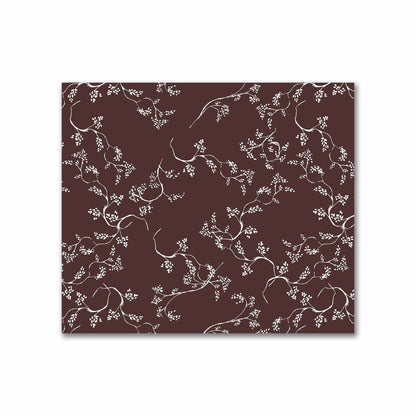 Brown Cotton Sateen Fabric with Off-White Vine Print  | FACS-1161-182