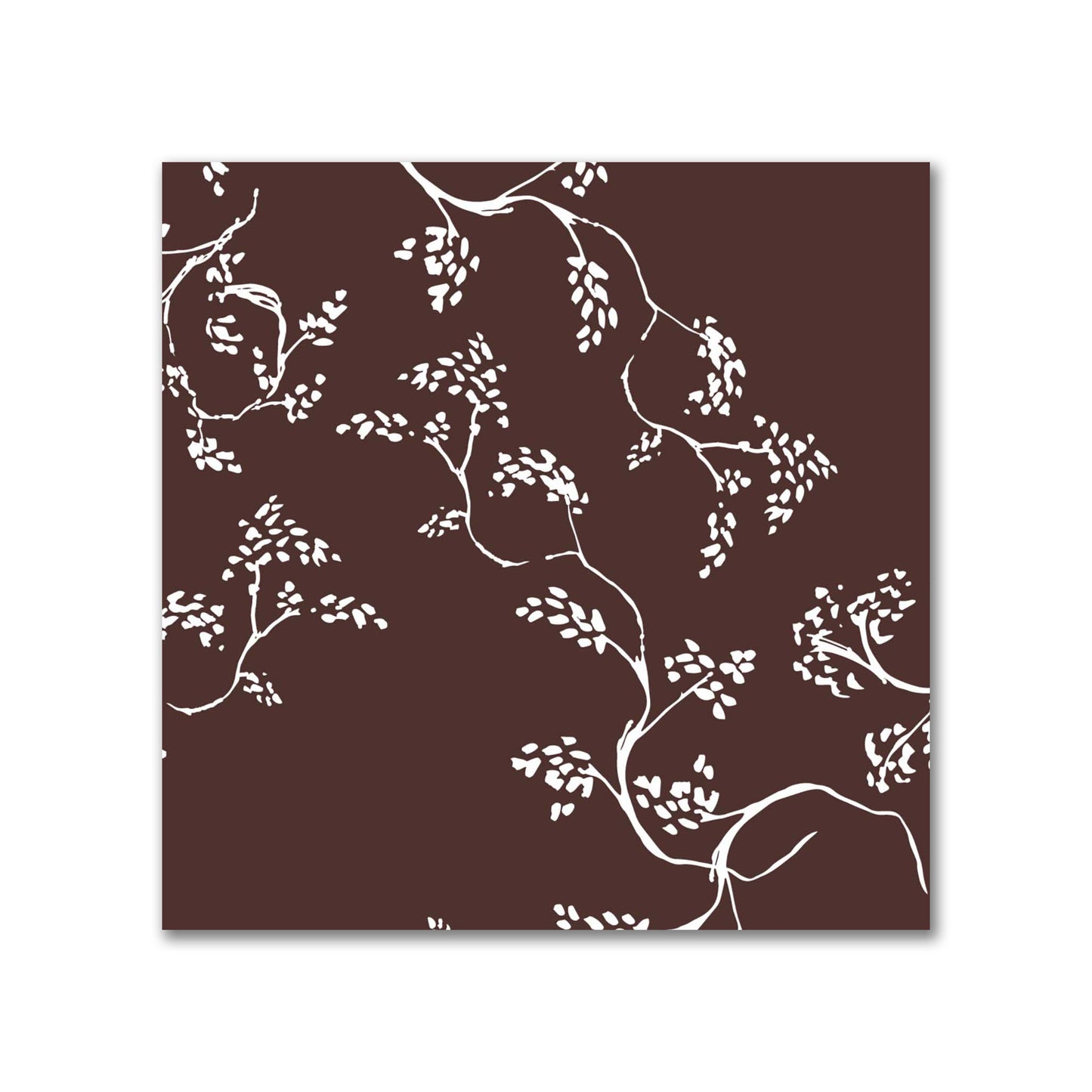 Brown Cotton Sateen Fabric with Off-White Vine Print  | FACS-1161-182