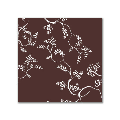 Brown Cotton Sateen Fabric with Off-White Vine Print  | FACS-1161-182