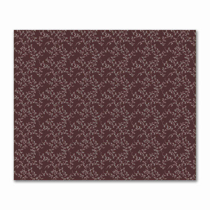 Brown Cotton Sateen Fabric with Off-White Vine Print  | FACS-1161-182