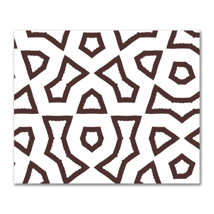 Off-White Cotton Sateen Fabric with Bold Brown Graphic  | FACS-1161-391