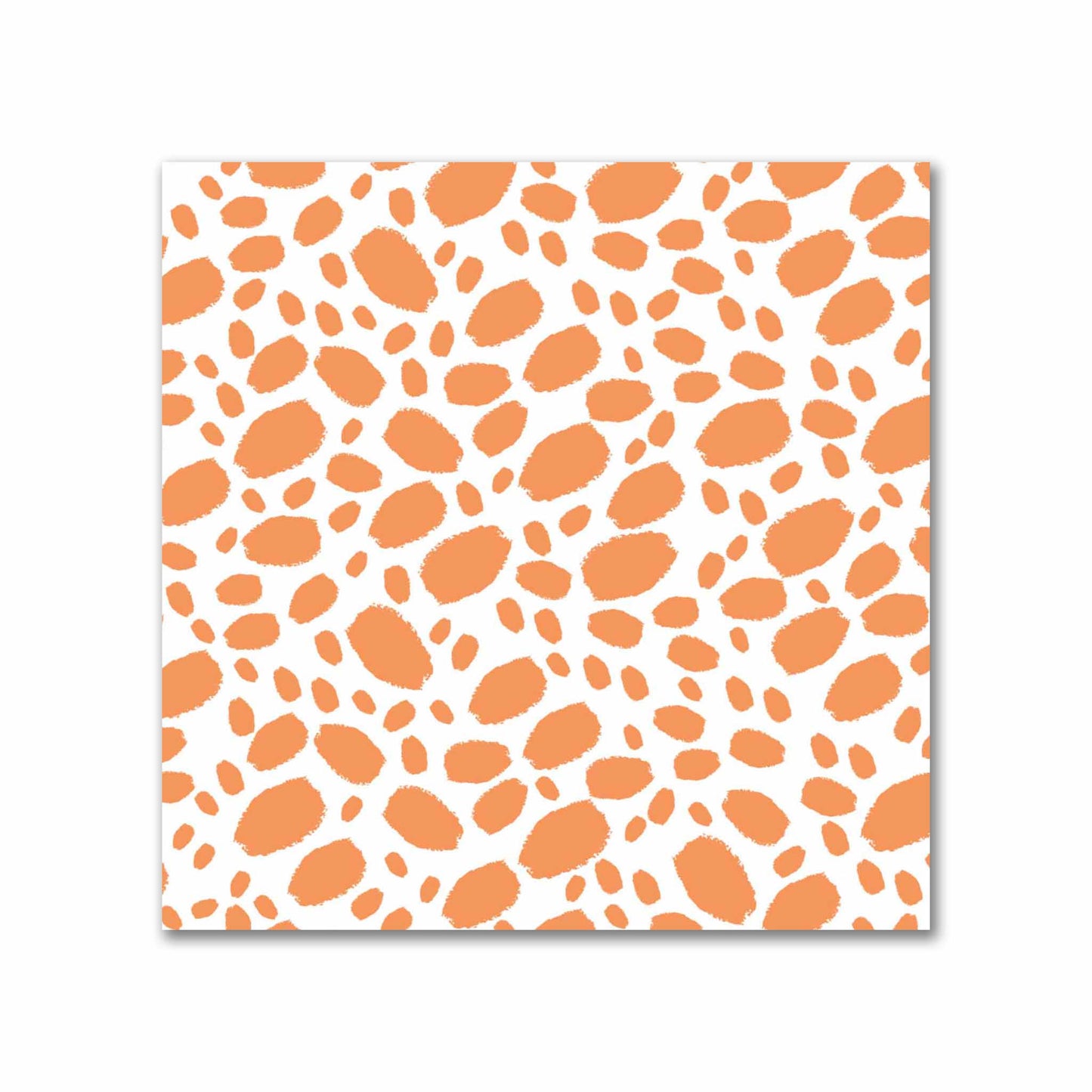 Off-White Cotton Sateen Fabric with Orange Hand-painted Dab Motif Print | FACS-1181-092