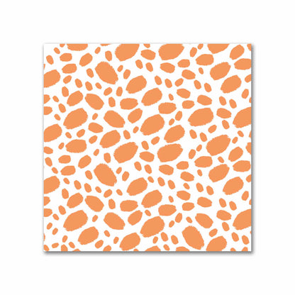 Off-White Cotton Sateen Fabric with Orange Hand-painted Dab Motif Print | FACS-1181-092