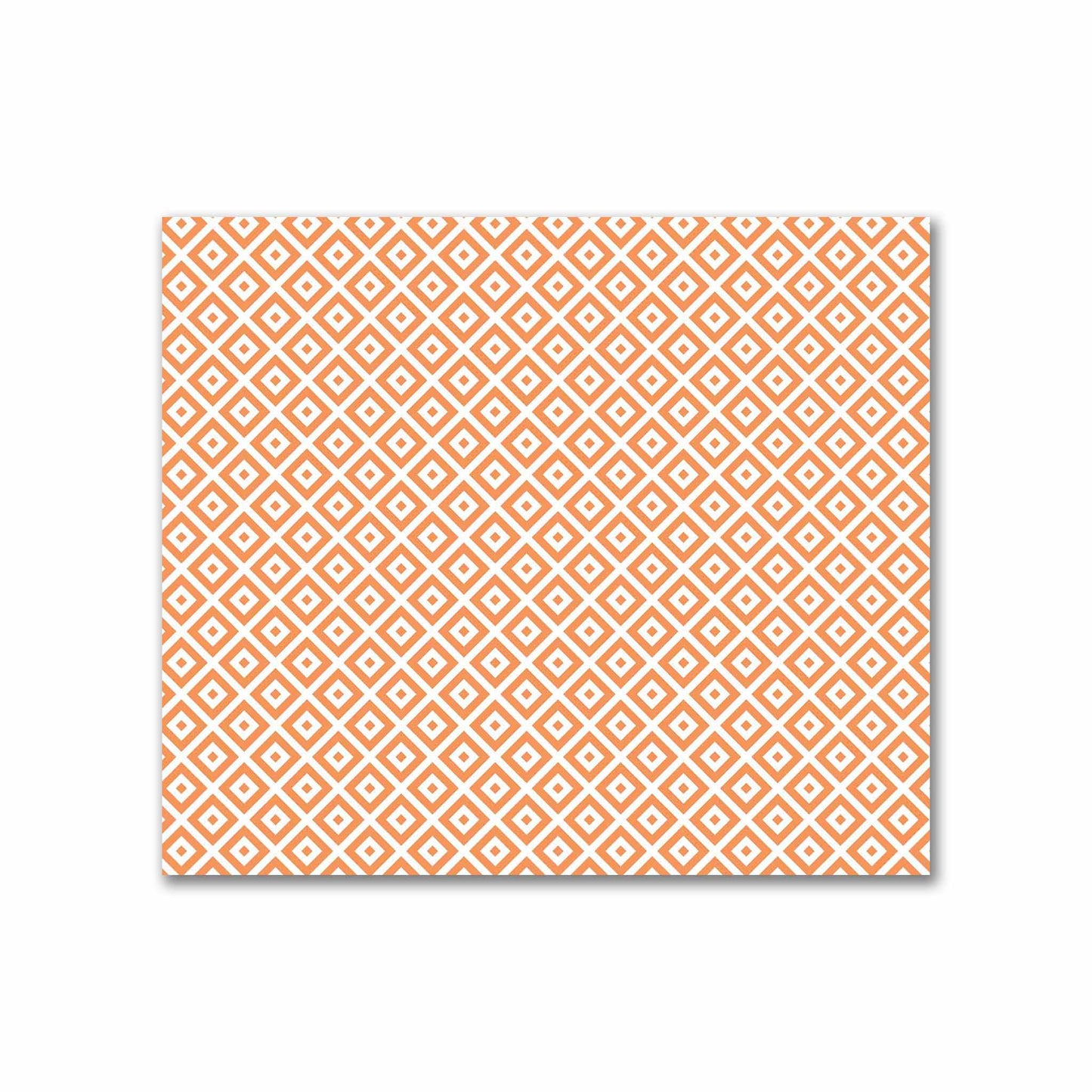 Off-White Cotton Sateen Fabric with Orange Repeating Square Motif Print | FACS-1181-122