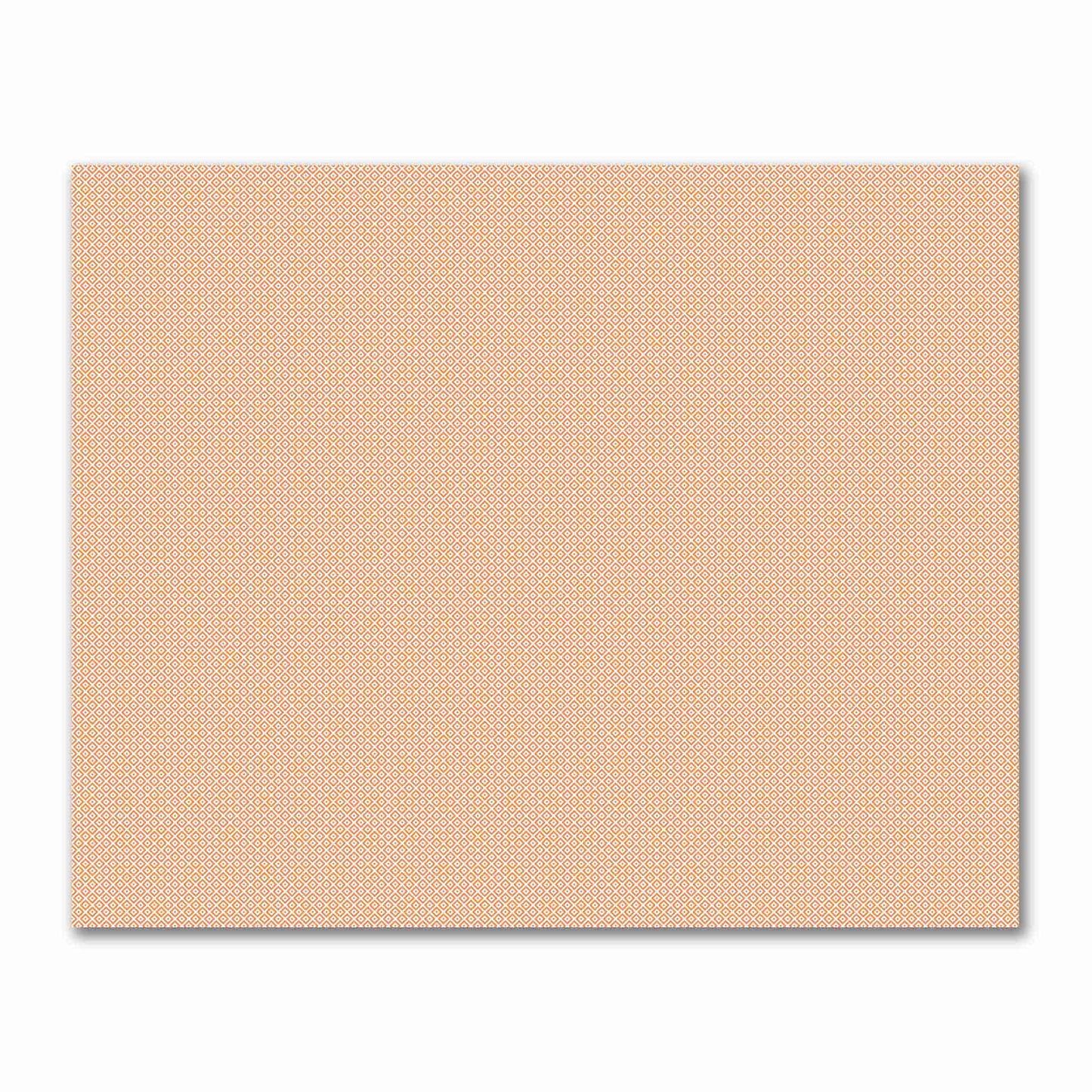 Off-White Cotton Sateen Fabric with Orange Repeating Square Motif Print | FACS-1181-122