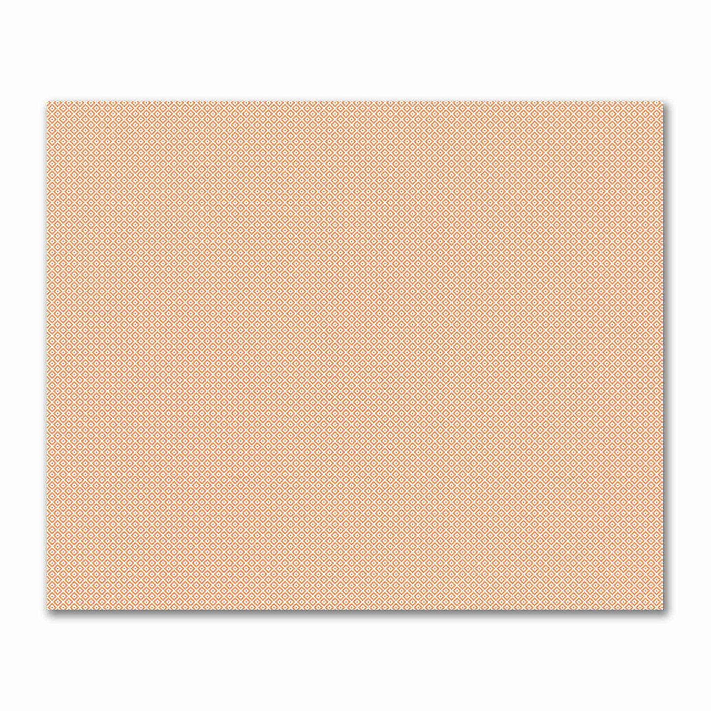 Off-White Cotton Sateen Fabric with Orange Repeating Square Motif Print | FACS-1181-122