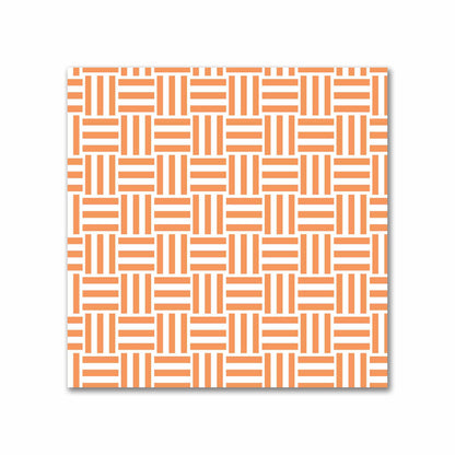 Off-White Cotton Sateen Fabric with Orange Single Weave Motif Print | FACS-1181-142