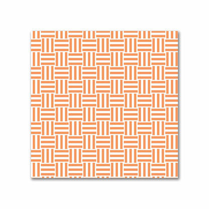 Off-White Cotton Sateen Fabric with Orange Double Weave Motif Print | FACS-1181-144