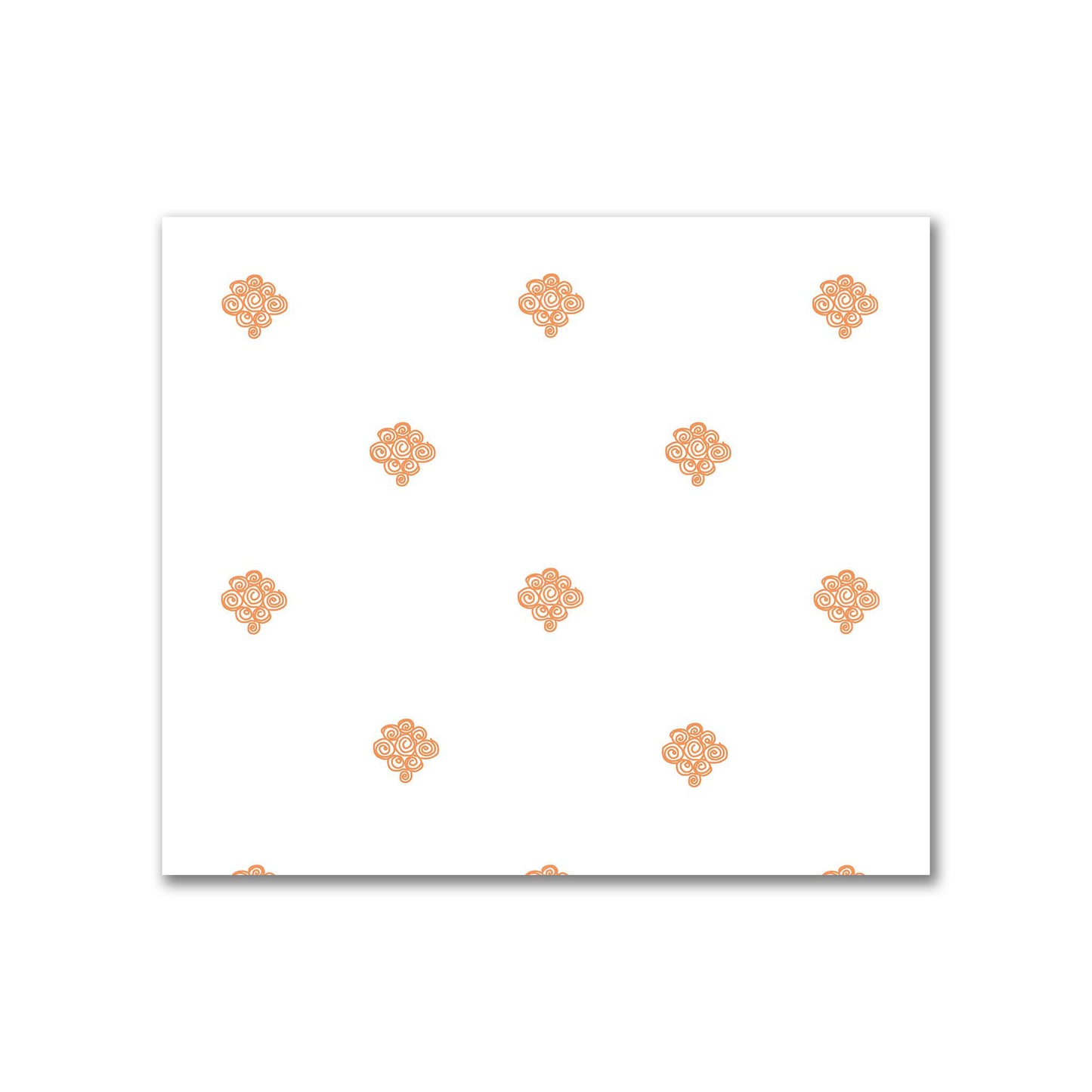 Off-White Cotton Sateen Fabric with Orange Hand-painted Swizzle Motif Print | FACS-1181-171