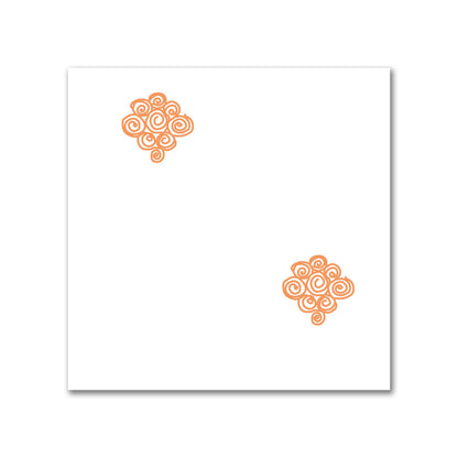 Off-White Cotton Sateen Fabric with Orange Hand-painted Swizzle Motif Print | FACS-1181-171