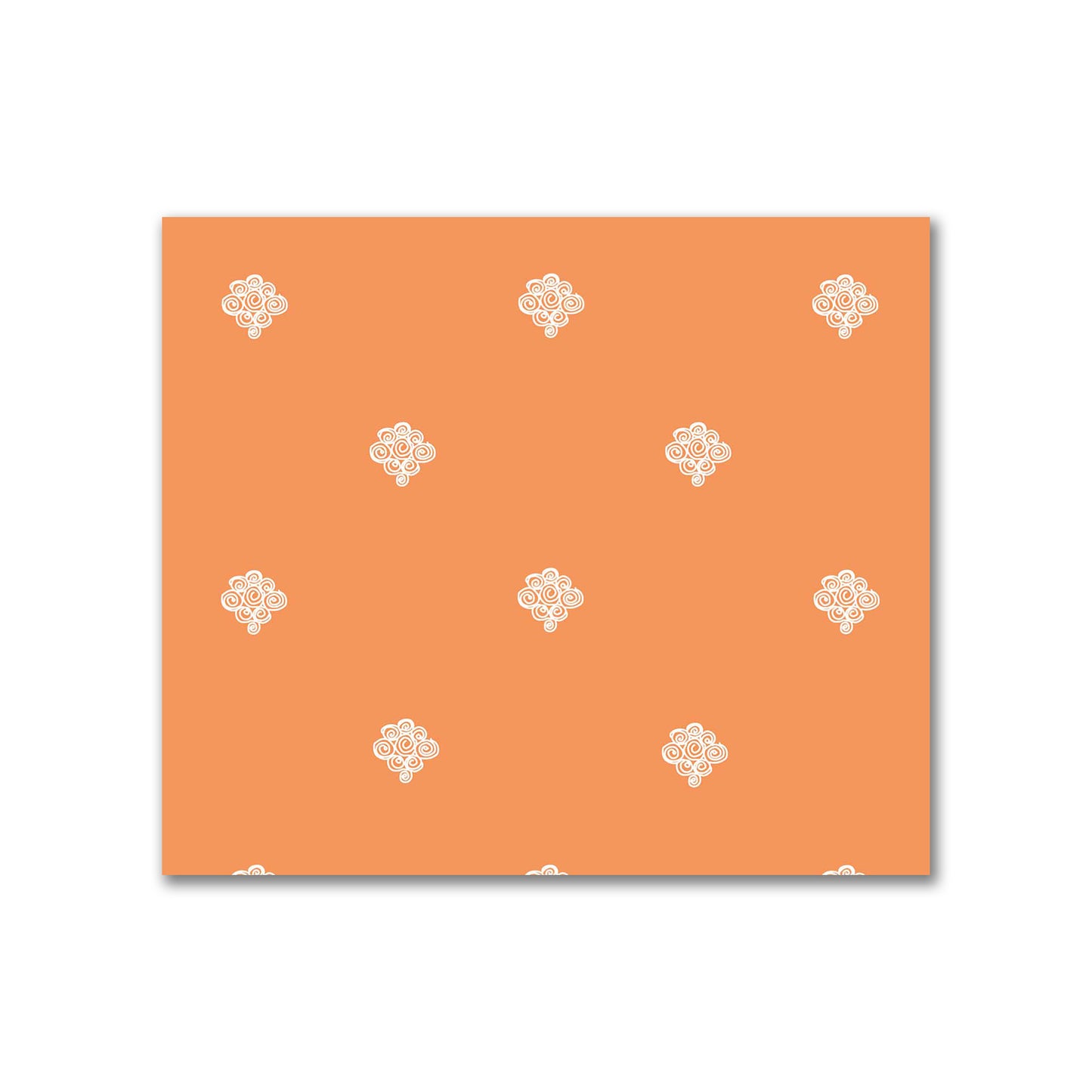 Orange Cotton Sateen Fabric with Off-White Hand-painted Swizzle Motif Print | FACS-1181-172