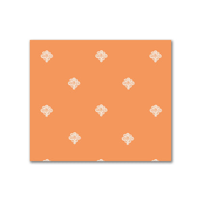 Orange Cotton Sateen Fabric with Off-White Hand-painted Swizzle Motif Print | FACS-1181-172