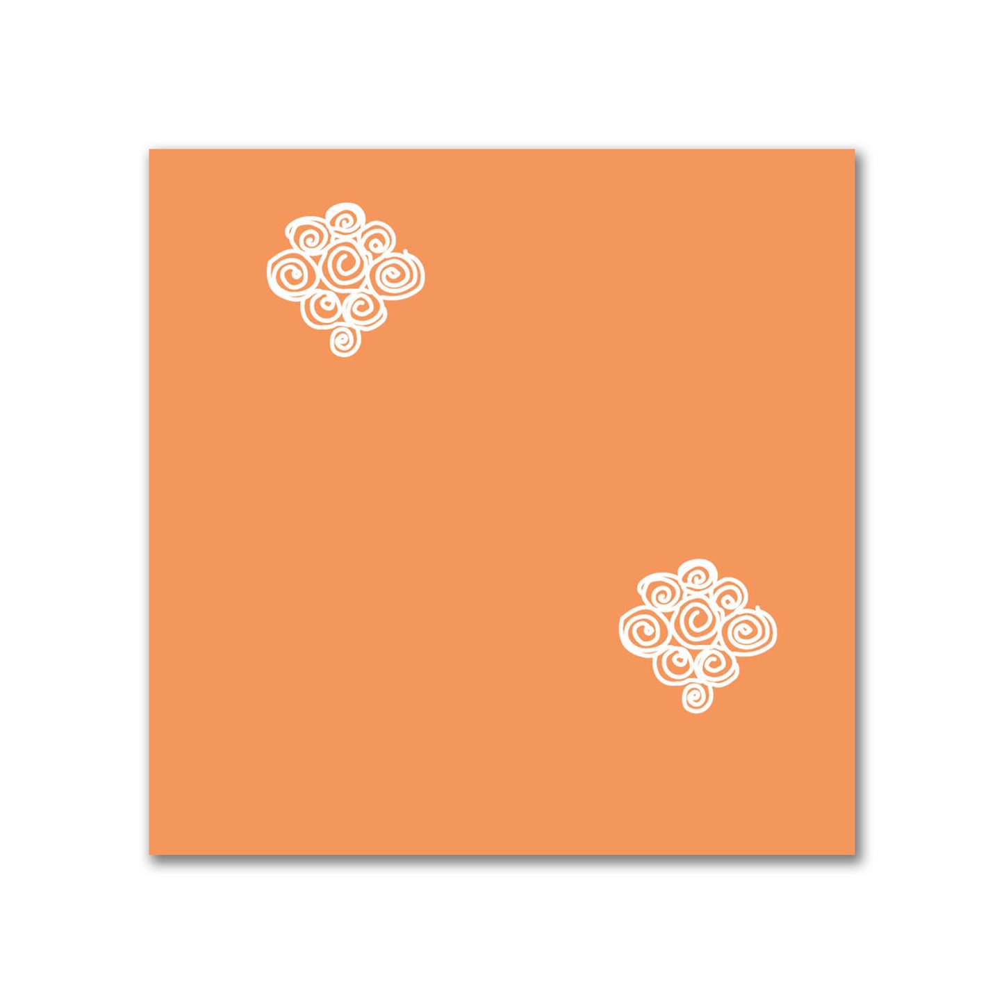 Orange Cotton Sateen Fabric with Off-White Hand-painted Swizzle Motif Print | FACS-1181-172