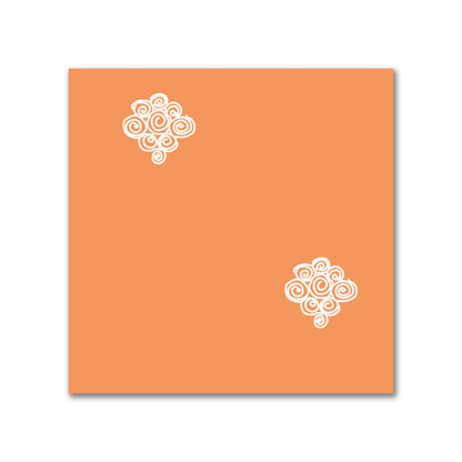 Orange Cotton Sateen Fabric with Off-White Hand-painted Swizzle Motif Print | FACS-1181-172