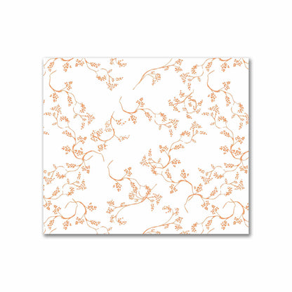 Off-White Cotton Sateen Fabric with Orange Hand-painted Vine Print | FACS-1181-181