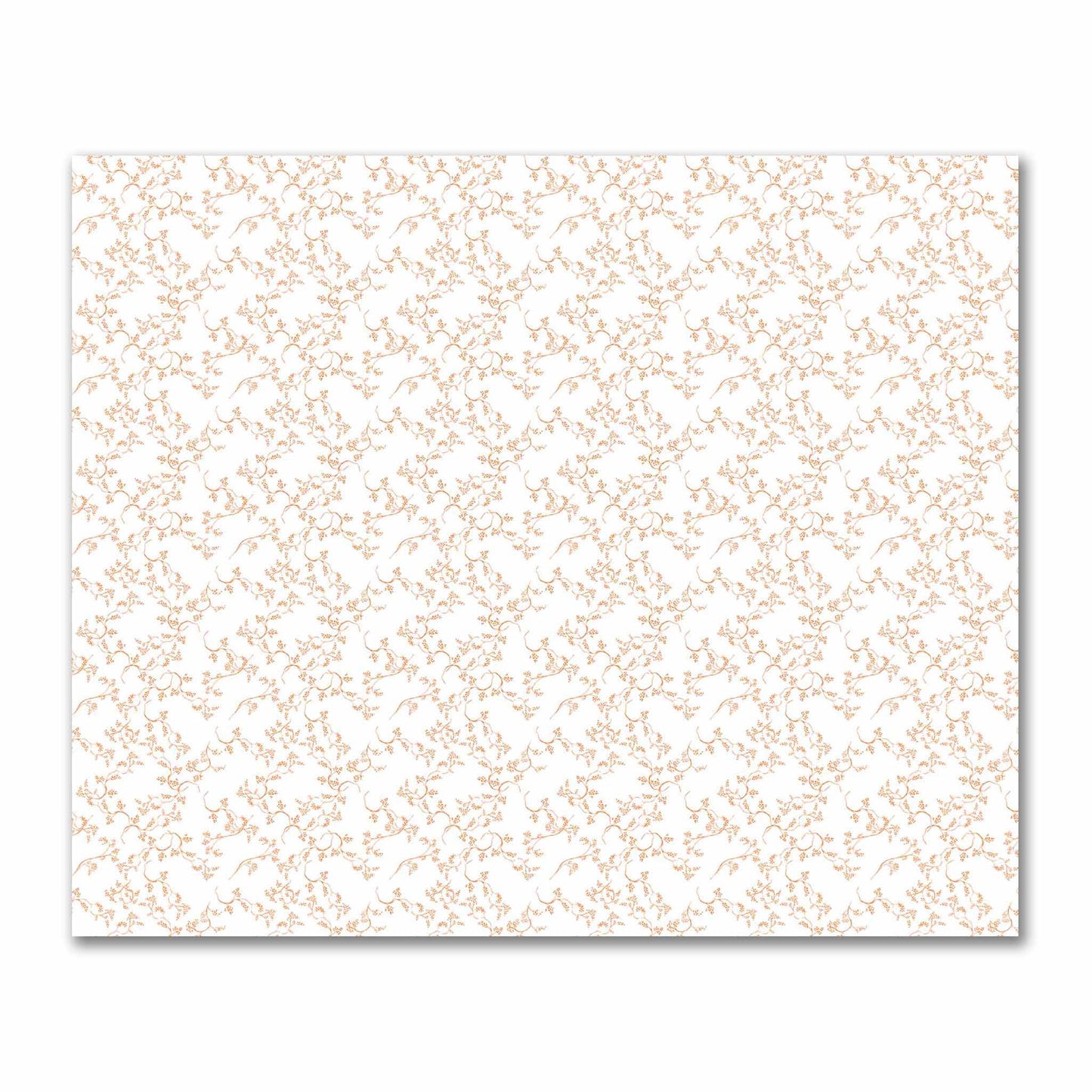 Off-White Cotton Sateen Fabric with Orange Hand-painted Vine Print | FACS-1181-181